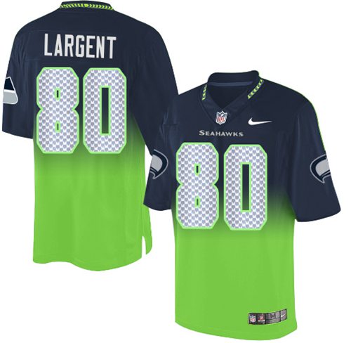 Nike Seahawks #80 Steve Largent Steel Blue/Green Men's Stitched NFL Elite Fadeaway Fashion Jersey